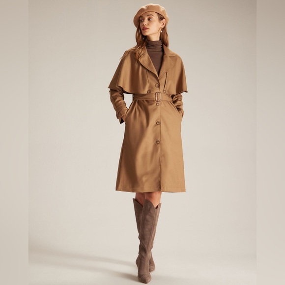 💞HP💞 rihoas Khaki Lapel Neck Coat - Picture 2 of 4